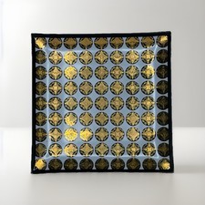 MCM Georges Briard Gold Medallion Glass Serving Tray Hollywood Regency Barware picture