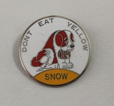 Vintage Enamel Don't Eat Yellow Snow Pin St. Bernard Dog picture