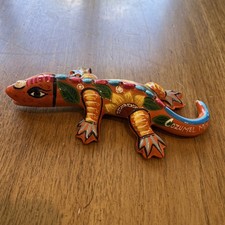 Talavera Mexican Art Pottery Ceramic Iguana Lizard Gecko  7”Colorful Cozumel Mex picture