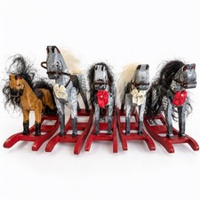 Vintage Miniature Wooden Rocking Horses Lot of 5 Hand Painted 5