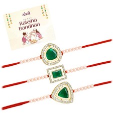 Aheli Rakhshabandhan Rakhi Set of 2 for Brother - Pearl & Red Crystal picture