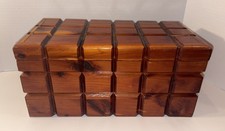 Vintage Cedar Keepsake Hope Box Chest Wood Cubist MCM Large 14” picture