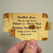 Vtg c.1950s BEL AIR HIGH SCHOOL Football Game Ticket - Bel Air, MD - 1957 picture