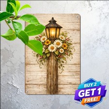 Christian Cross Sunflower Pattern Spiritual Religious Faith Metal Wall Sign Art picture