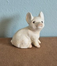 White Porcelain Pig Figurine Vintage 3 Inch Painted picture