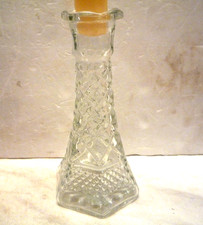 MCM Pressed Glass Clear Candleholder or Vase Diamond design 6