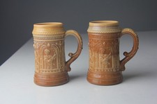 Pair of Westmoreland Greentown Serenade Brown Slag Glass Stein Mug picture