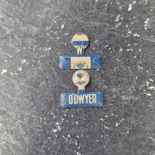 Vintage William O'Dwyer Campaign Pin Lot Green Duck NY Error Misprint Pair picture