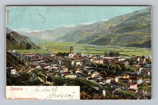 Italy- Sondrio Valtellina Aerial Town View Souvenir Old Postal Vintage Postcard picture