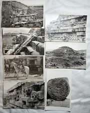 7 Vintage Mexico RPPC Postcards Lot Teotihuacan Pyramid Aztec Calendar Stone picture