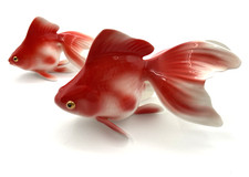 Vintage Noritake Bone China Japan Koi Toki Goldfish Figurines Set, ~8