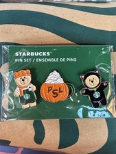 Starbucks Europe Pin Set Of 3 2026 Pumpkin Spice Latte PSL Cat Bear picture