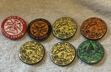 LOT OF 7 VTG CHERRY VALLEY NY FISH,Game & FOREST CLUB Badges PIN PINBACK 1979 - picture
