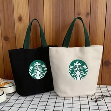 Starbucks Large Canvas Tote Bag with Green Handles - Reusable Daily Bag picture