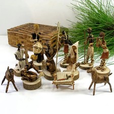 Nativity Set Handcrafted Unique Small Kenya Handmade W Storage Christmas Gift picture