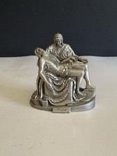 Master Works Fine Pewter Pieta Statue 1990 MWFP Mary Jesus Catholic VTG picture