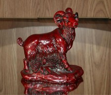 Ram Sheep Billy Goat Solid Red Resin Figurine 3.5