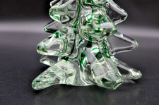 Vintage Silvestri Art Glass Christmas Tree Spiraling Green Glass Ribbons 5.75