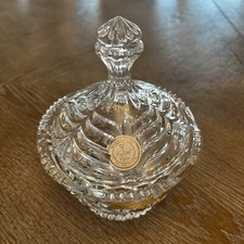 Crystal Clear Ind. Candy Dish Gold Accents Germany 24% Lead Crystal 6.5