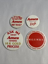 Vintage Ames Department Store Pinback Button 3” Diameter Lot Of 4 picture