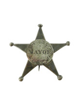 Antique c1890 Chicago Mayor Obsolete 5-Point Star Badge Historic 3