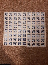 2, 1973 Connecticut License Plates.  YOM Expiration Stickers. PER PAIR. picture
