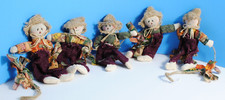 Fall Holiday Scarecrow Garland with Burlap Clothing & Hat Five Scarecrows  picture