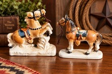 Vtg 1950s Japan Pair of Western Cowboy Horse Figurines picture