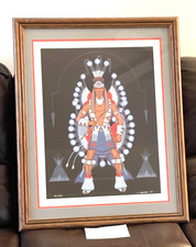 🔥 78/1000 🔥 LARGE 24x30 🔥 COA 1970 FRED BEAVER NATIVE AMERICAN ART WAR DANCER picture