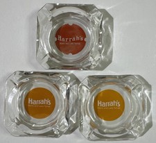 3 Vintage Harrah's, Clear, 9oz Reno and Lake Tahoe, Nevada ASHTRAY picture
