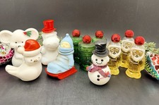 Lot Of 11 Vintage Avon Collectible Christmas Fragrance Bottles Santa Mouse Hippo picture