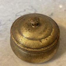 Antique Pozzoni's Brass Complexion Powder Jar Vintage 1898-1905 Era Beautiful picture