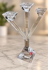 Vintage Towle Lead Crystal Art Deco Style 3 Arm Candleabra picture