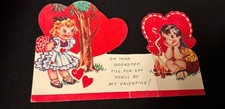 Vintage Boy At Camp Fire Waiting for his valentine Card c. 1940s A-meri-card picture