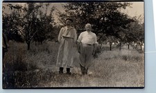 c1910's Two Men Orchard Scene Field Jackson MI RPPC Photo Antique Postcard picture