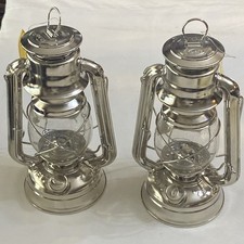 2 DIETZ LANTERNS NO 76 KEROSINE CHROME THE ORIGINAL LANTERN GLASS GLOBE picture