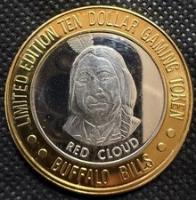 RED CLOUD BUFFALO BILLS CASINO RARE Limited Edition 999% .6 Oz Pure Sliver Centr picture