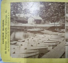 Roger Williams Park Gardner Blandin Photo Stereoview Providence, RI Rowboats Vtg picture