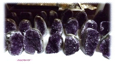 15 lb Lot Box Dark Purple Uruguay Amethyst Crystal Geode Standing Cut Bottom picture