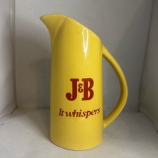 Vintage J&B Scotch Whiskey Pitcher Yellow With Red Logo It Whispers 6-7.75” Tall picture