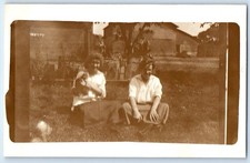 c1910's Women With Cat House Backyard RPPC Photo Unposted Antique Postcard picture
