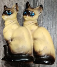 Vintage Siamese Kitten Cat Kitty Sitting Twins Porcelain Decor Figurine 3x4.5x5