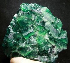 4.33lb Natural rare large grain dark green translucent fluorite from hunan picture