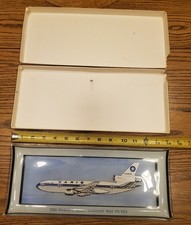 Vintage VARIG DC-10 Glass Trinket Tray Airline Souvenir  picture