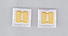 CAPT Captain MEDIUM GOLD on WHITE collar lapel patches 1.25