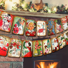 Christmas Decorations Vintage Style Banner,Traditional Multi Color picture