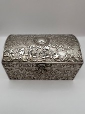 Vintage Silver Plated Embossed Design Small Treasure, Jewelry, Trinket Box picture