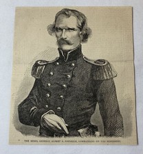 1861 magazine engraving~ REBEL GENERAL ALBERT S JOHNSTON picture