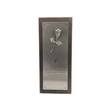 Vintage Cawley Co. Solid Wood Plaque Stand Silver Rose & Poem  picture