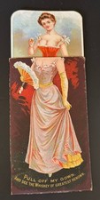 1900 HARPER WHISKEY LIQUOR PULL OFF MY GOWN MT. GILEAD, OH. TRADE CARD picture
